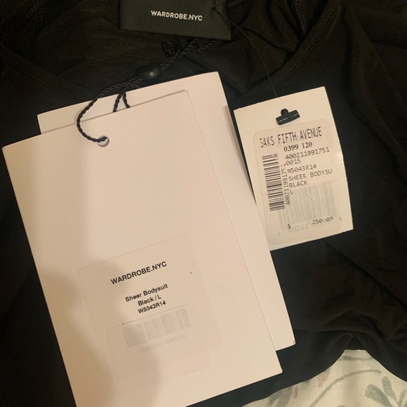 Saks Fifth Avenue WARDROBE.NYC Elegant Black Long Sleeve Bodysuit - Picture 5 of 8